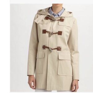 Michael Kors Beige Duffle Hooded Toggle Women's Trench Coat, Size XL